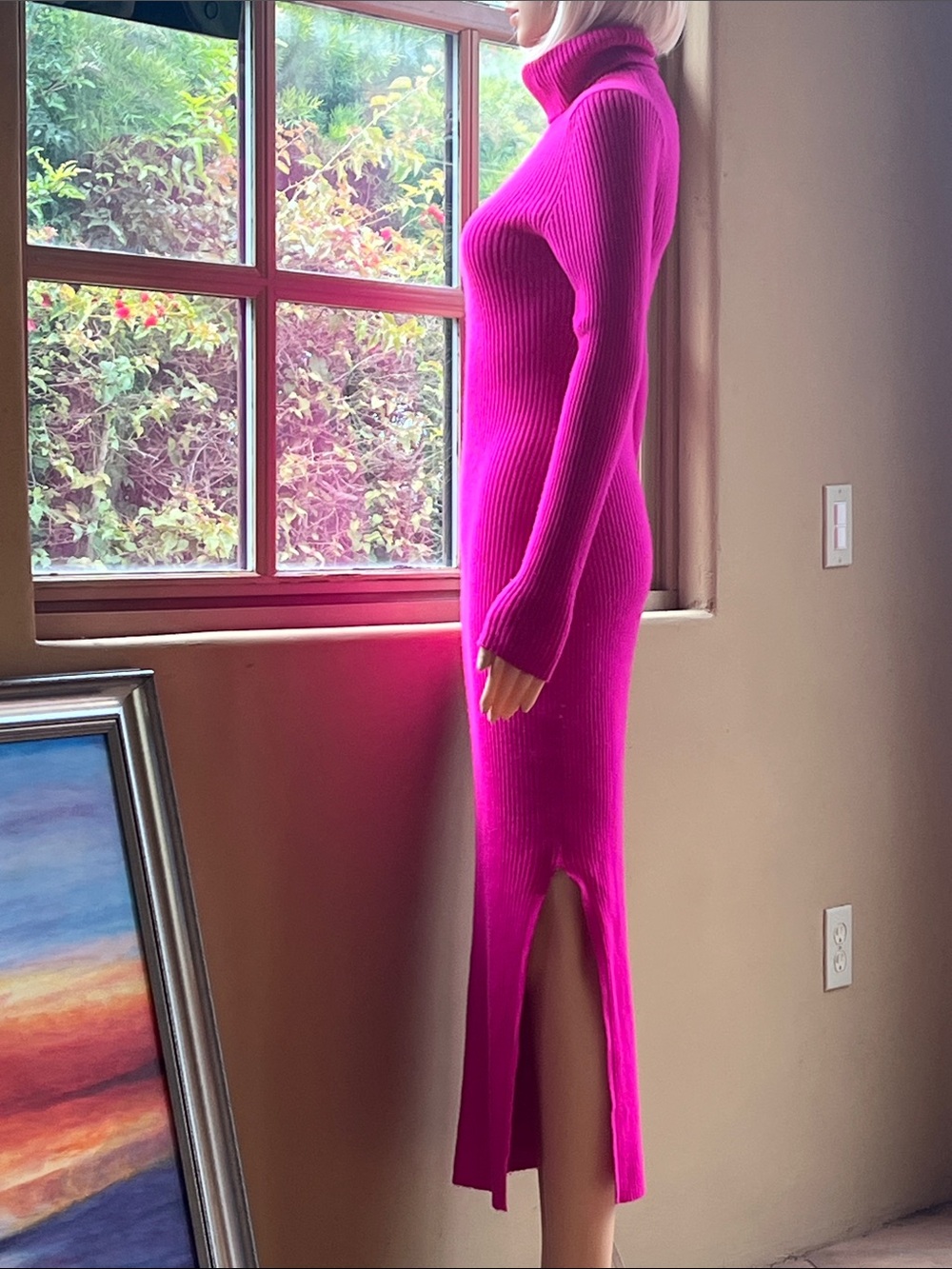 Charter Club Women's Vibrant Hot Pink Ribbed Cashmere Sweater Dress - Picture 5 of 8